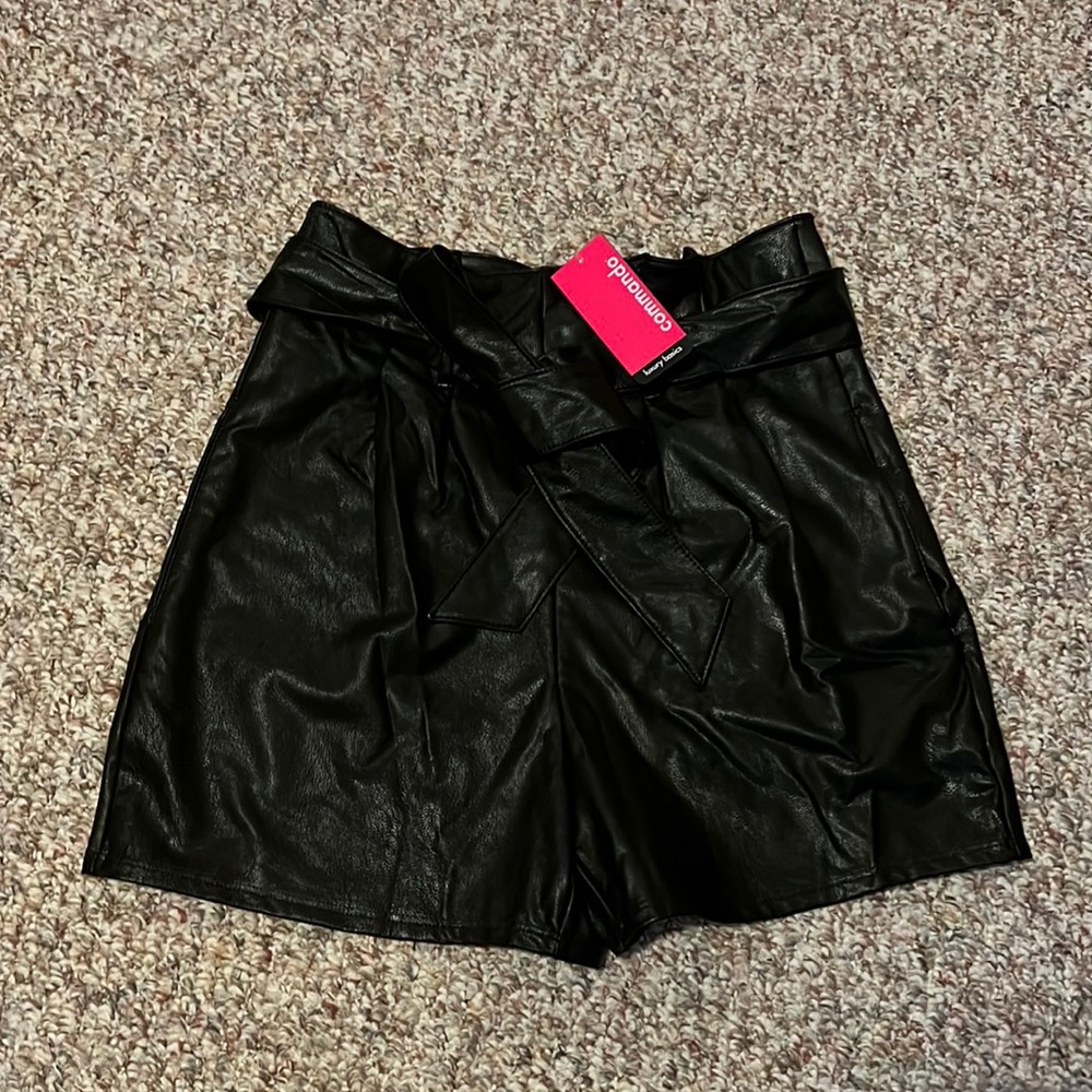 Commando faux leather paper bag shorts nwt